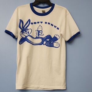 Unique Artist Screen Printed  Bugs Bunny Baseball Ringer Tee-Unisex. Looney Tune